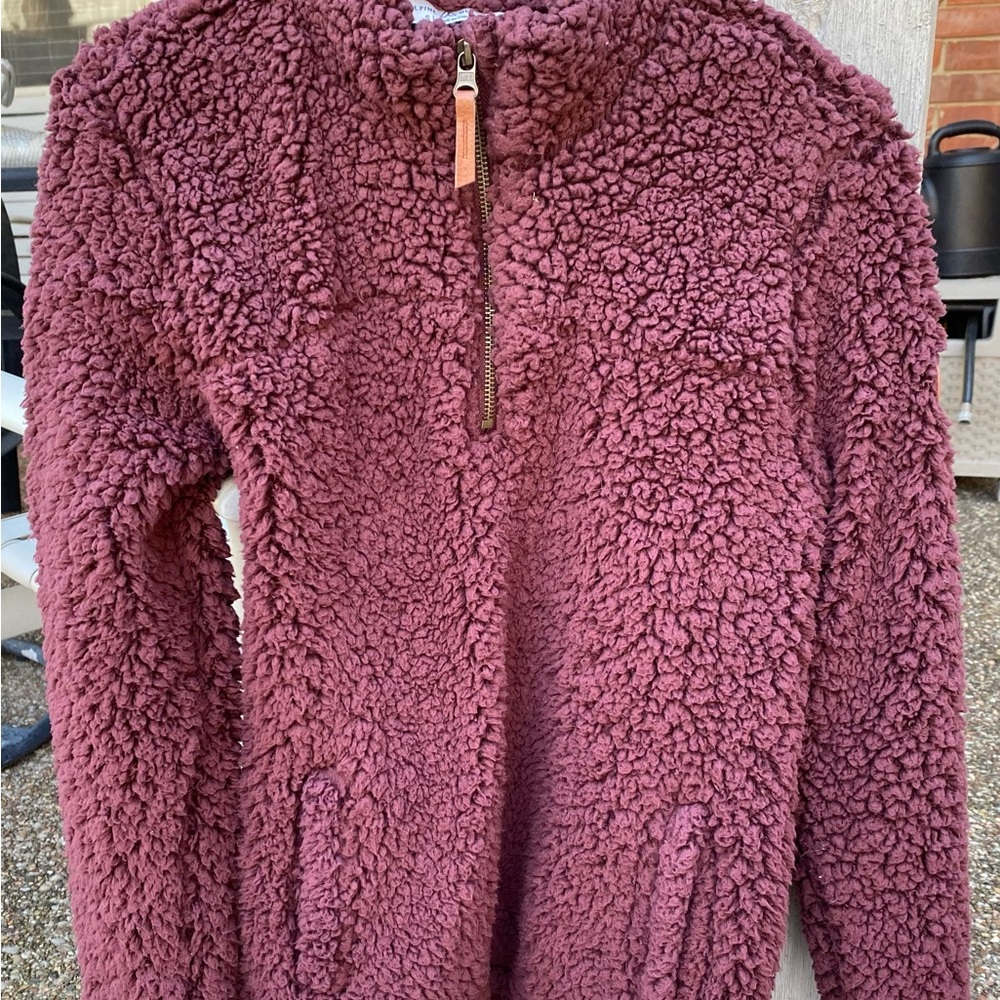 Cozy Plum Sherpa 3/4 zip Pullover